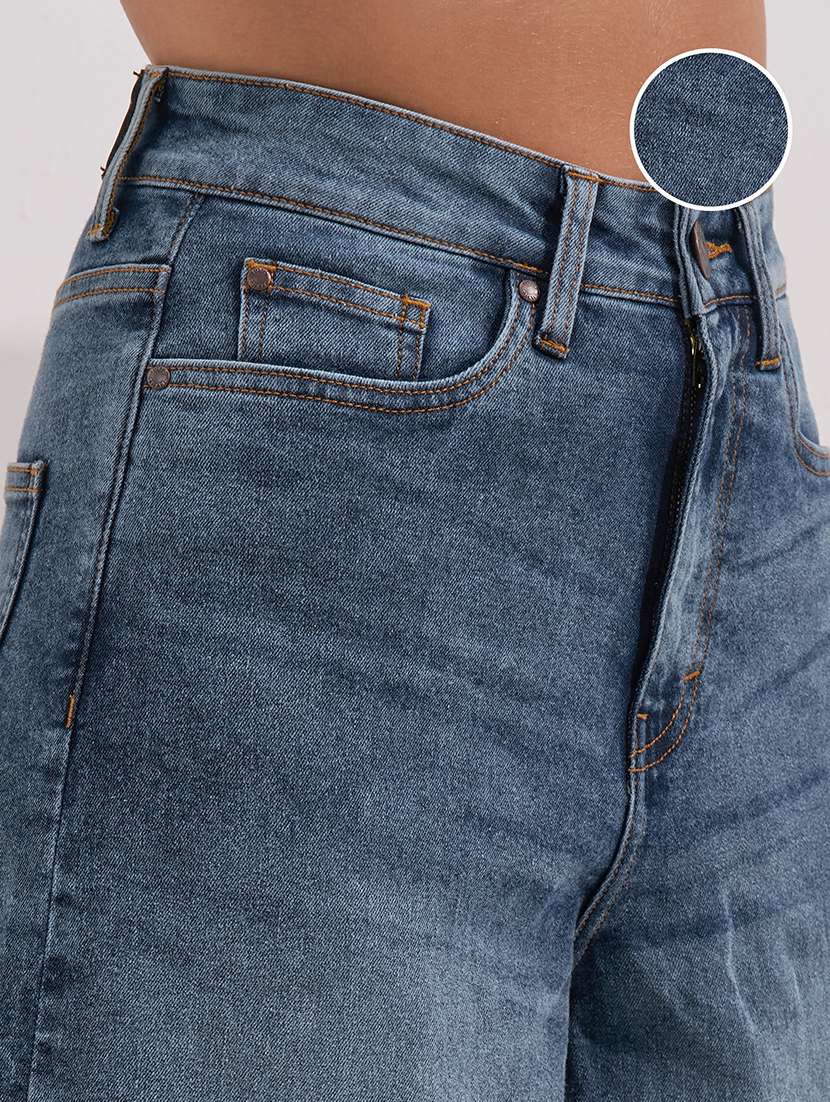 women solid high rise barrel jeans - 22526937 -  Standard Image - 1