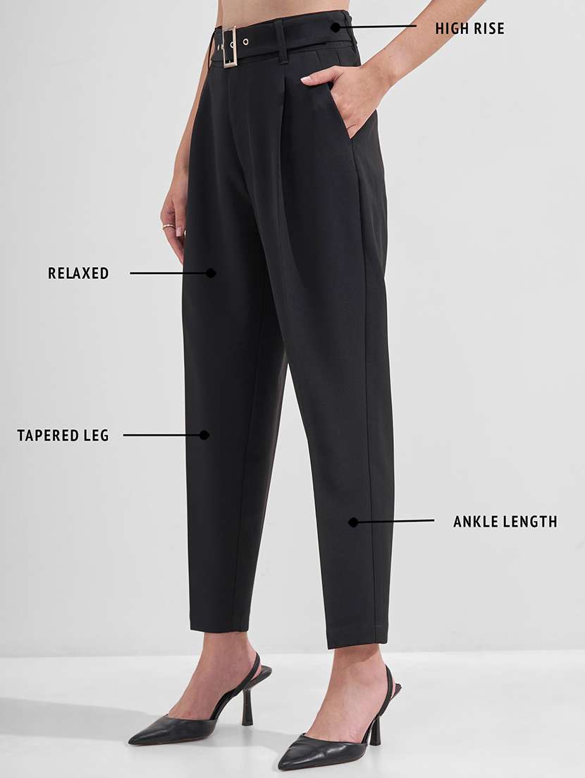 women solid high rise cigarette pants - 22526943 -  Standard Image - 4