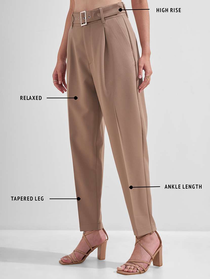 women solid high rise cigarette pants - 22526944 -  Standard Image - 4