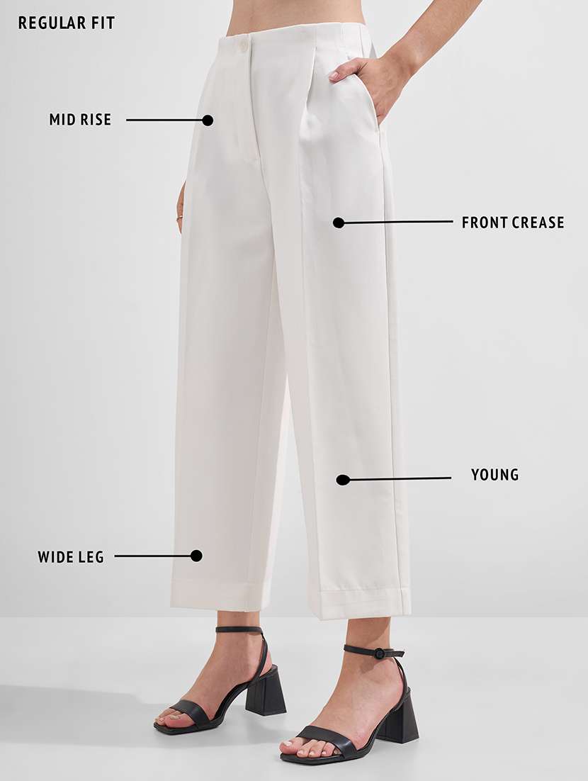 women solid mid rise wide leg trouser - 22526947 -  Standard Image - 4