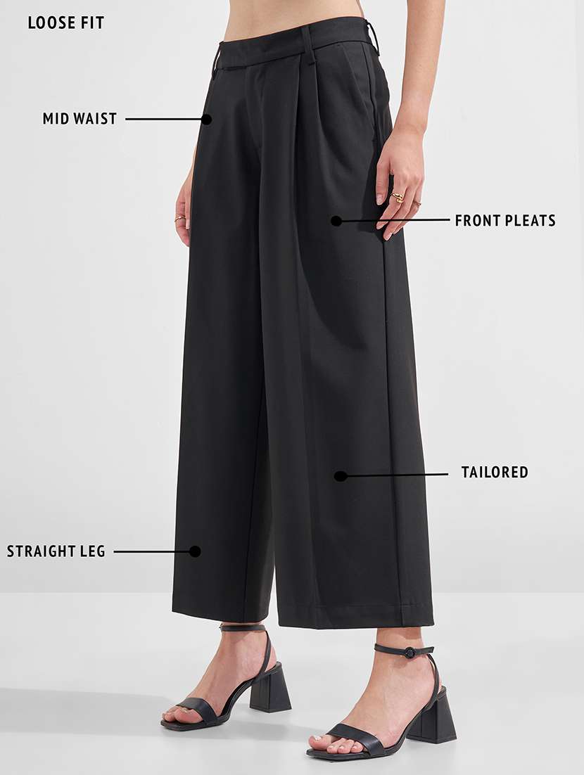 women solid mid rise tailored trouser - 22526948 -  Standard Image - 4