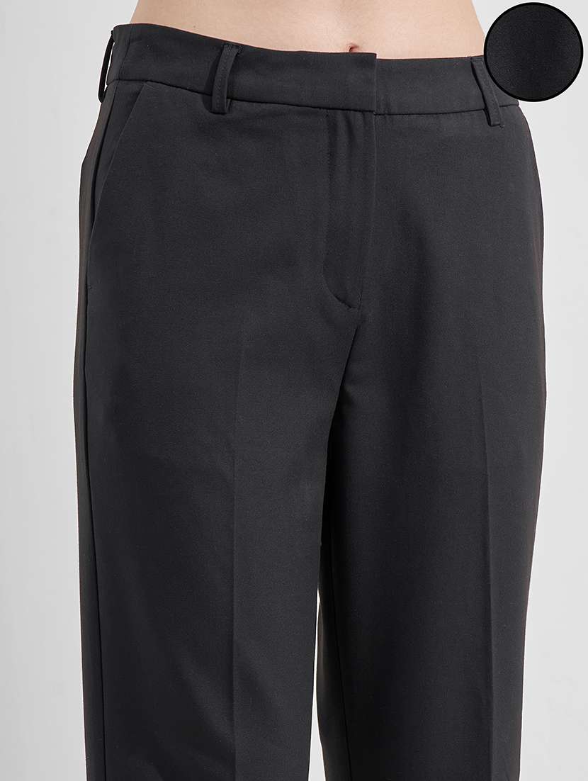 women solid mid rise tailored trouser - 22526950 -  Standard Image - 1