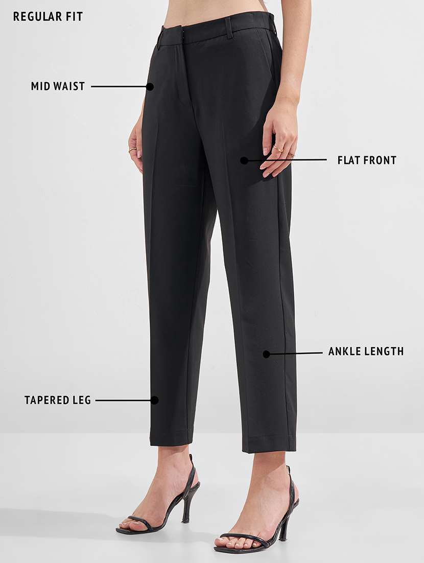 women solid mid rise tailored trouser - 22526950 -  Standard Image - 4