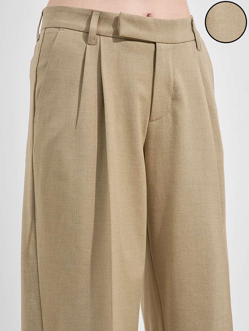 women solid mid rise tailored trouser - 22526952 -  Standard Image - 1