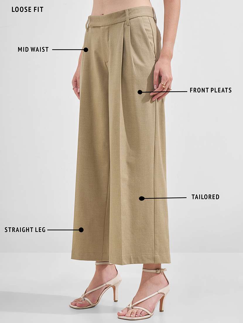 women solid mid rise tailored trouser - 22526952 -  Standard Image - 4