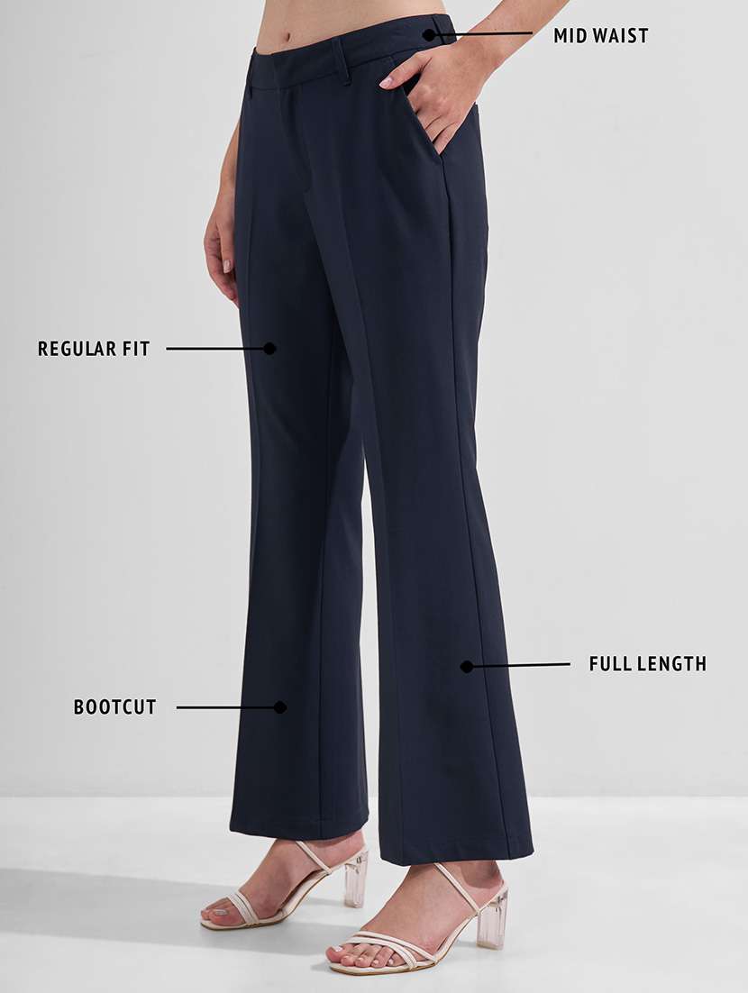 women solid mid rise bootcut trouser - 22526954 -  Standard Image - 4