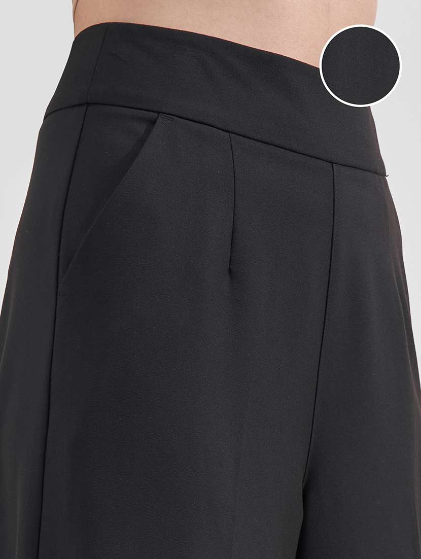 women solid high rise wide leg trouser - 22526961 -  Standard Image - 1