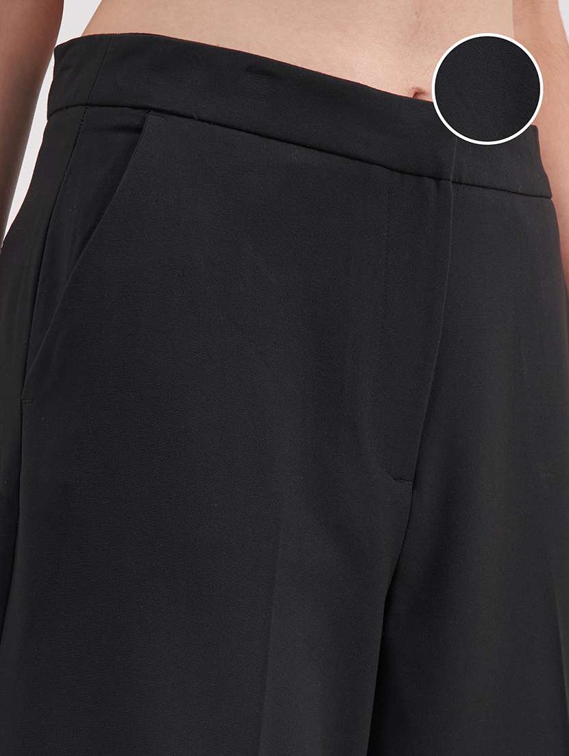 women solid high rise wide leg trouser - 22526962 -  Standard Image - 1