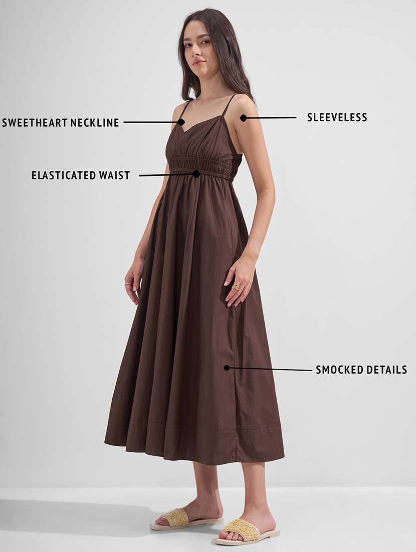 women solid shoulder strap fit and flare dress - 22526966 -  Standard Image - 4