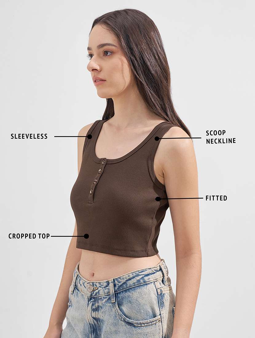 women solid scoop neck sleeveless crop top - 22527002 -  Standard Image - 4