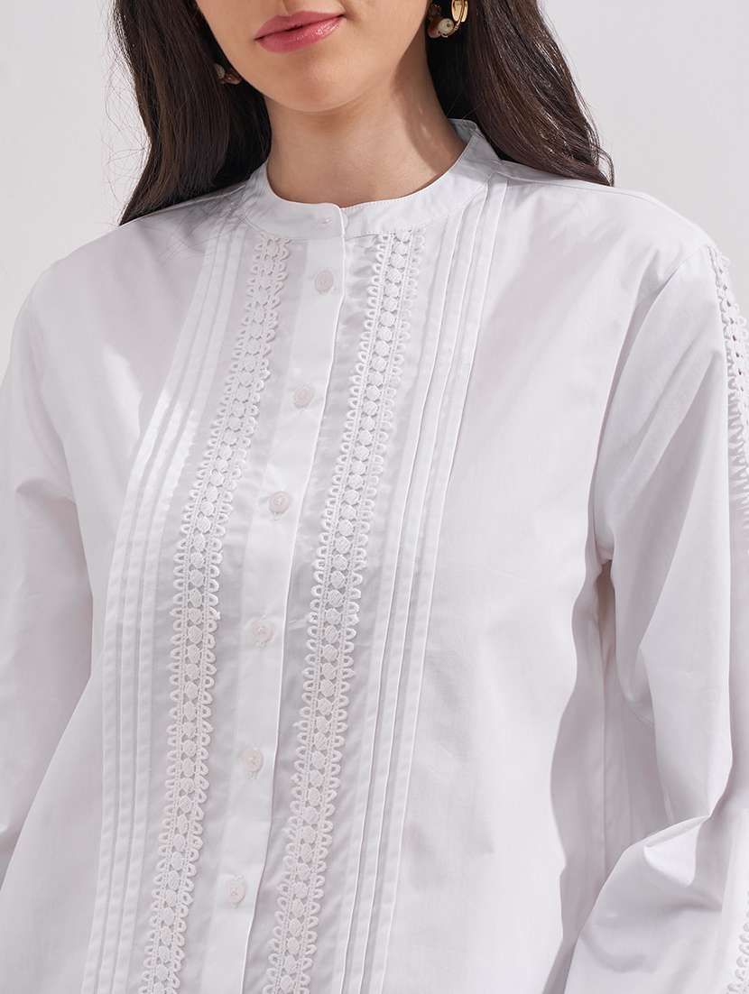 Women Solid Mandarin Neck Regular Top - 22527005 -  Standard Image - 1