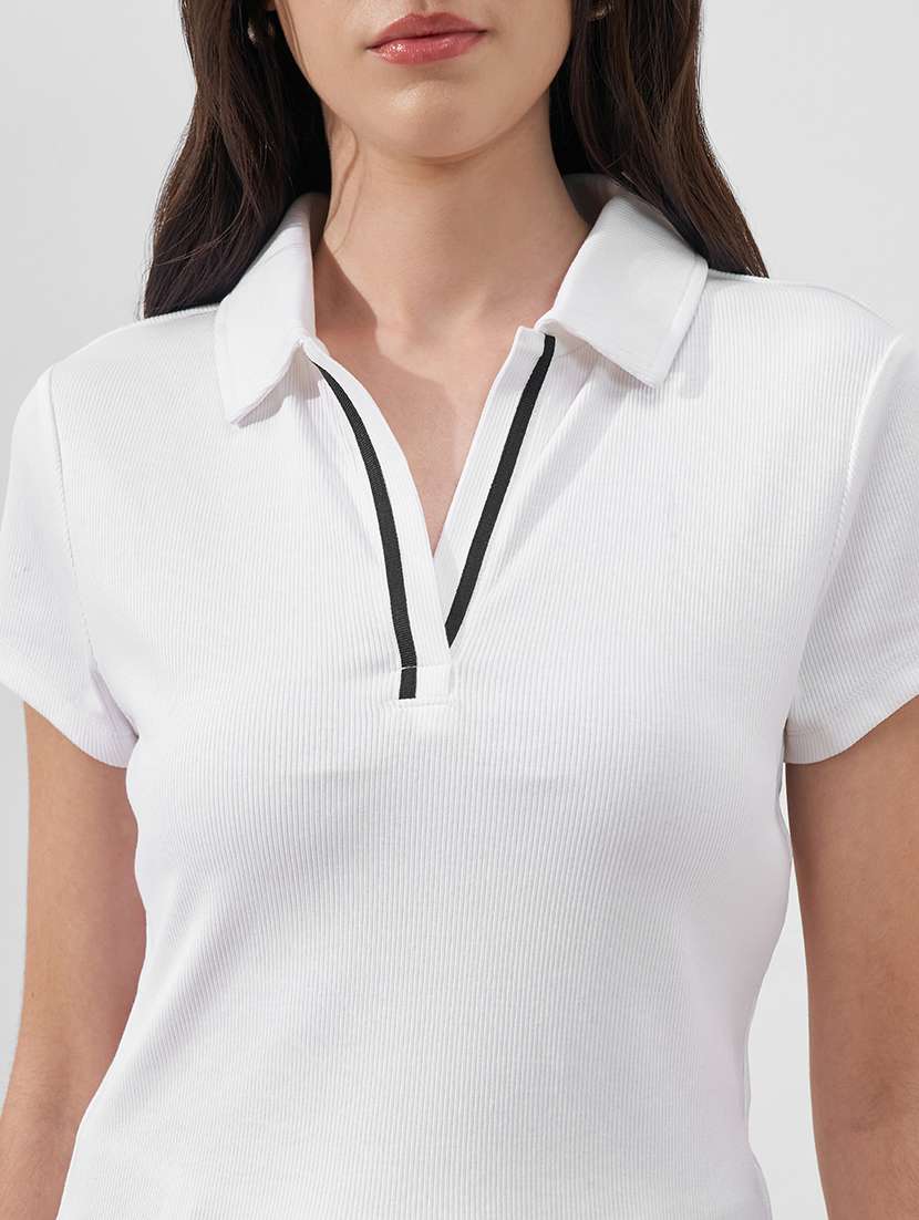 women solid short sleeves polo t-shirt - 22527009 -  Standard Image - 1