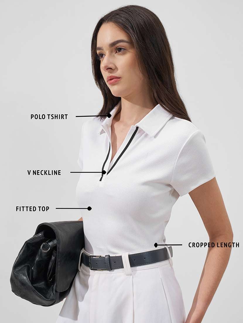 women solid short sleeves polo t-shirt - 22527009 -  Standard Image - 4