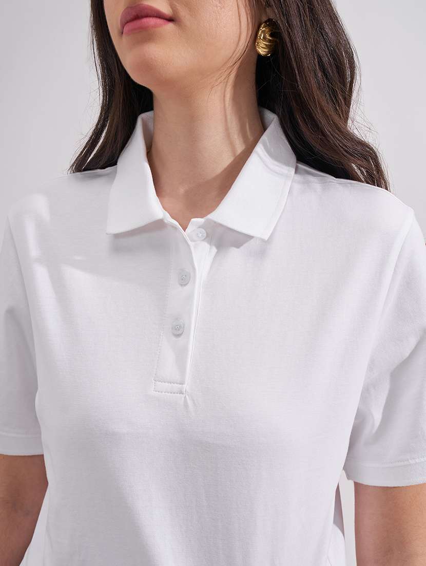 women solid short sleeves polo t-shirt - 22527023 -  Standard Image - 1