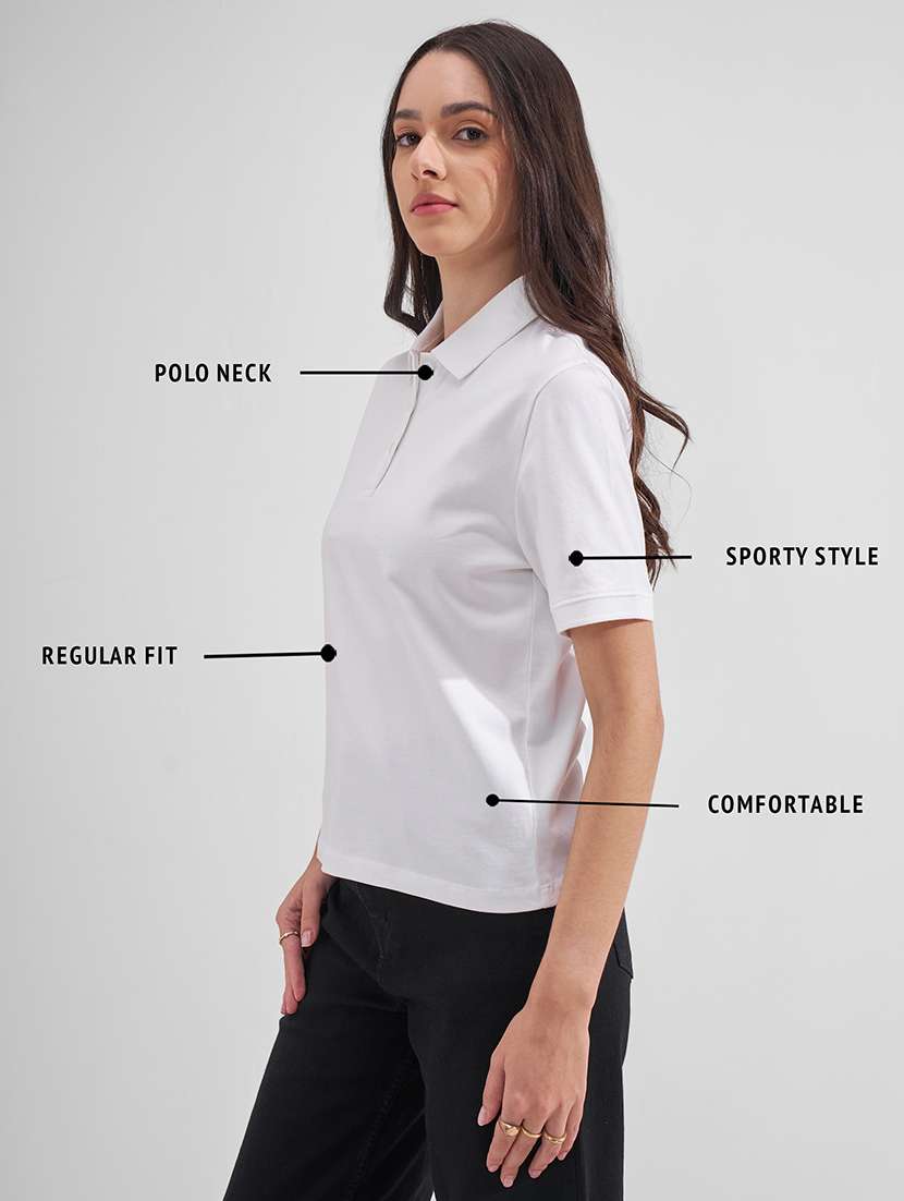 women solid short sleeves polo t-shirt - 22527023 -  Standard Image - 4