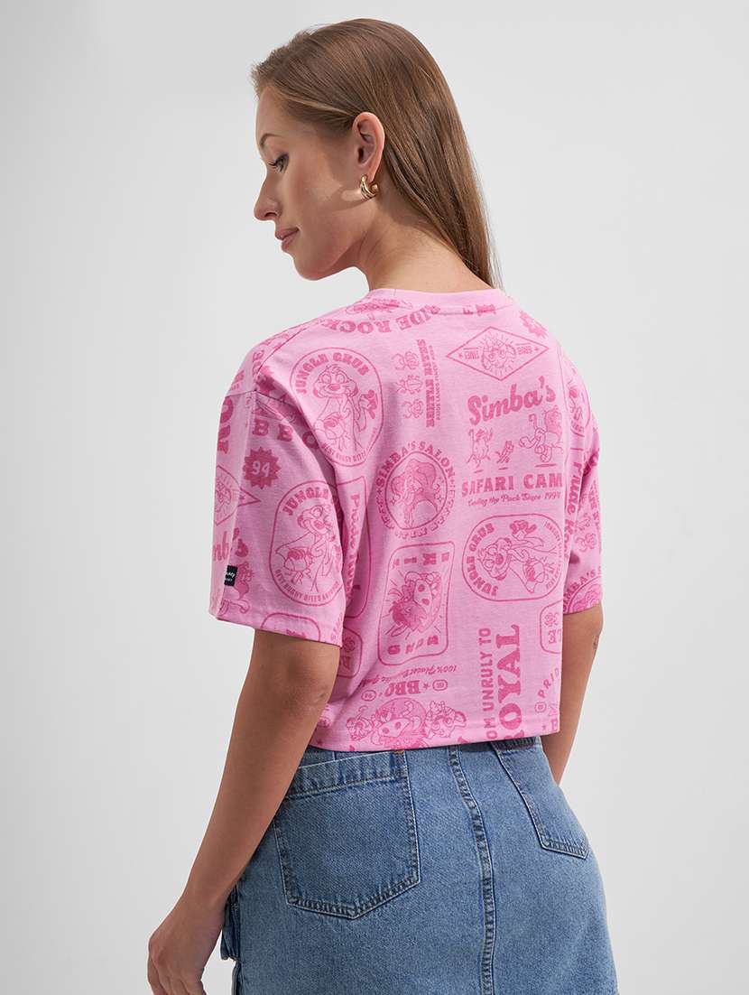 women printed round neck short sleeves crop t-shirt - 22527025 -  Standard Image - 4