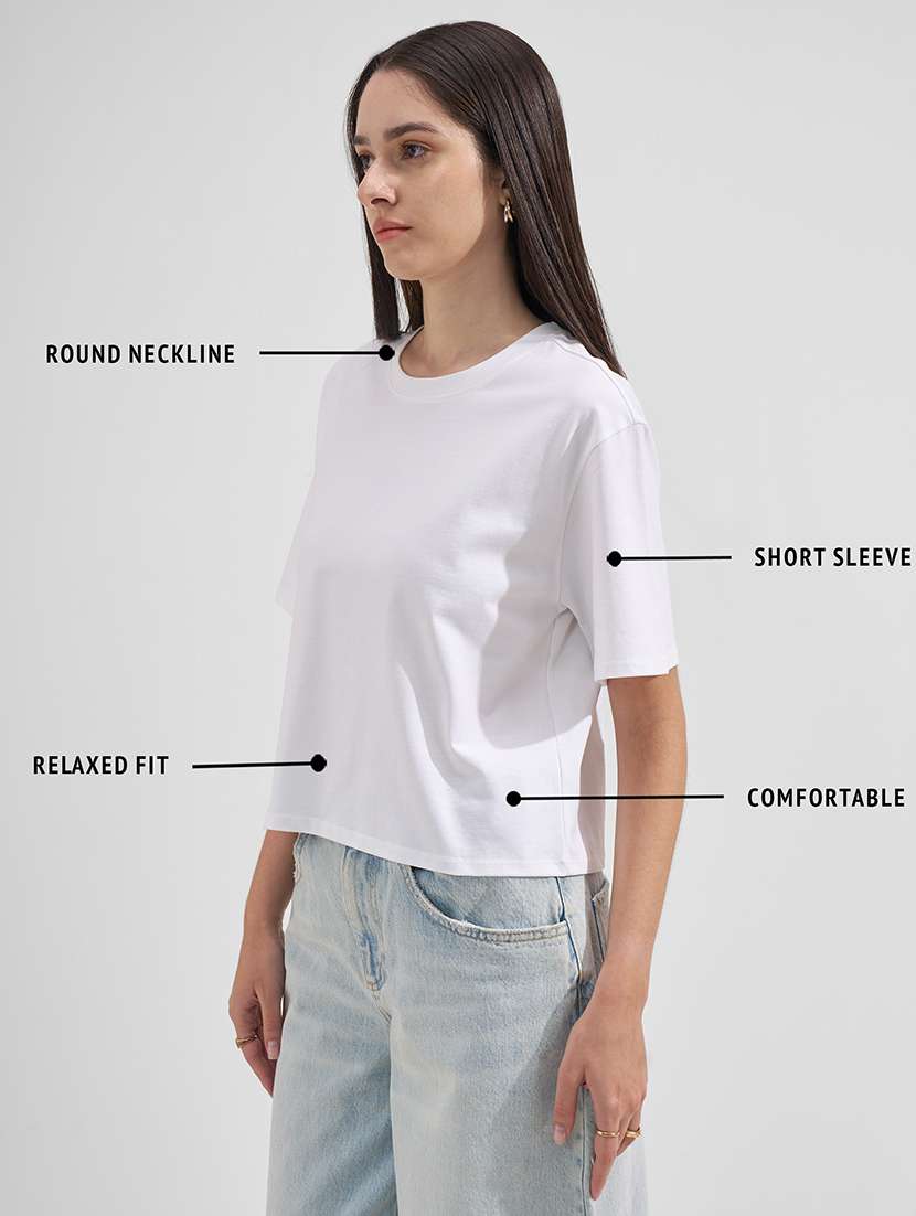 women solid round neck short sleeves t-shirt - 22527031 -  Standard Image - 4