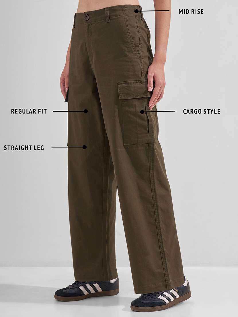 women solid mid rise cargo pants - 22527055 -  Standard Image - 4