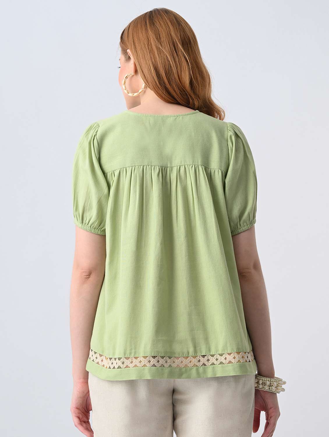 women solid round neck a-line top - 22527082 -  Standard Image - 4