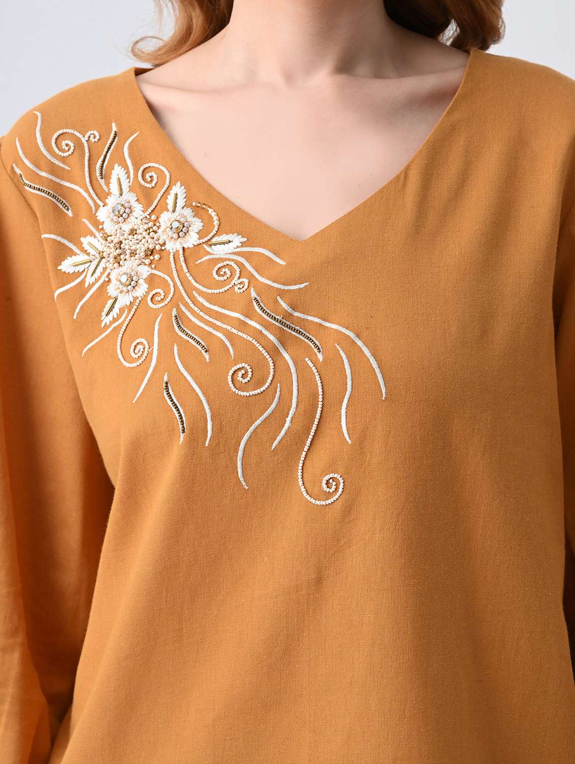 women embroidered v neck regular top - 22527084 -  Standard Image - 1