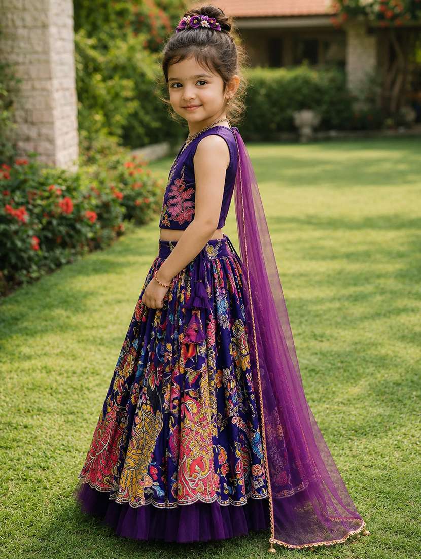 girls printed v neck lehenga choli set - 22527102 -  Standard Image - 1