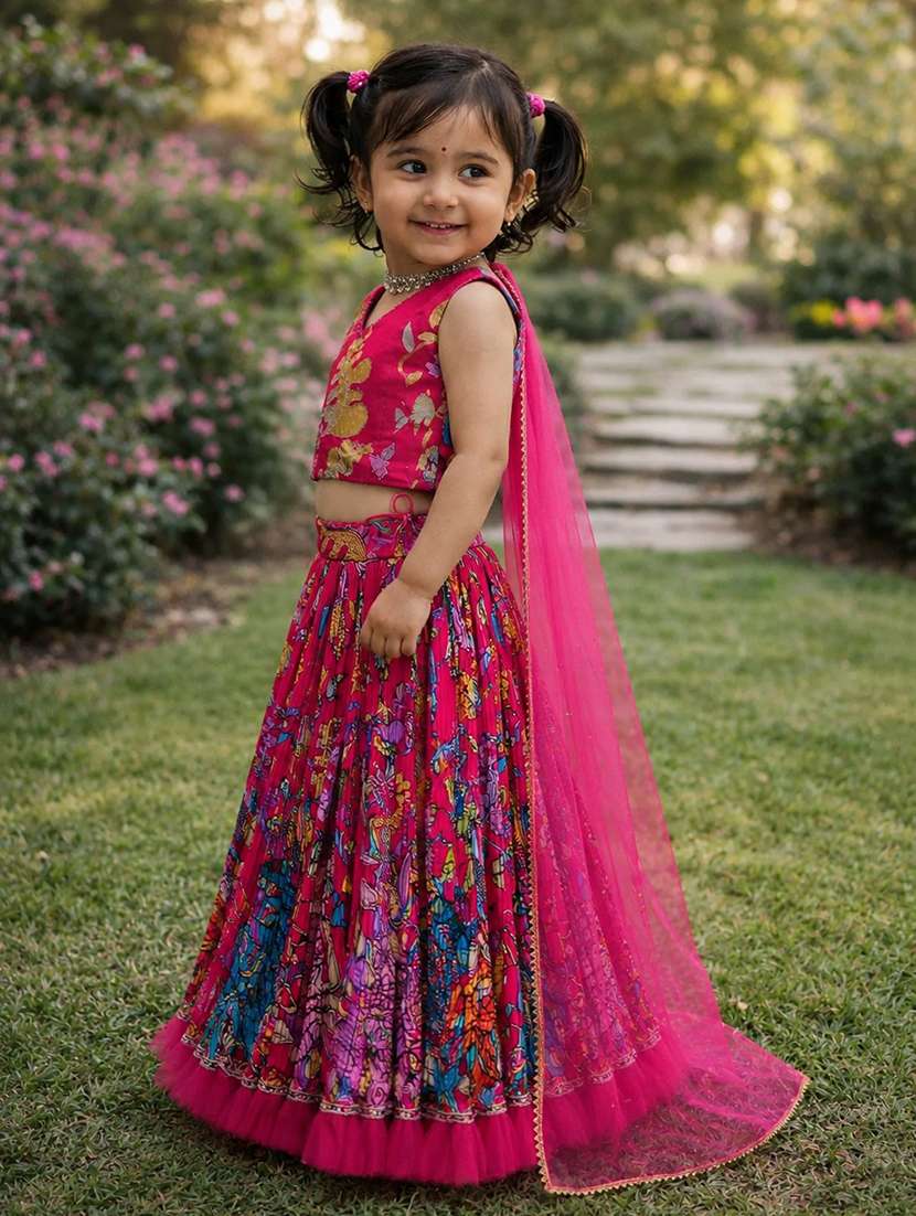 girls printed v neck lehenga choli set - 22527103 -  Standard Image - 1