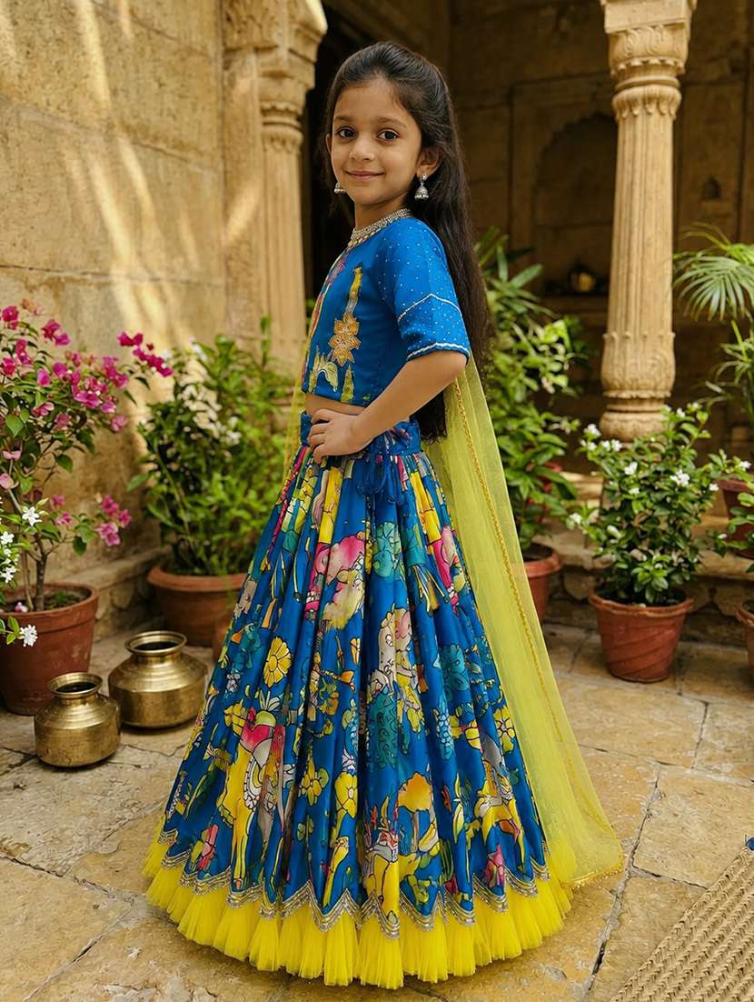 girls printed round neck lehenga choli set - 22527105 -  Standard Image - 1
