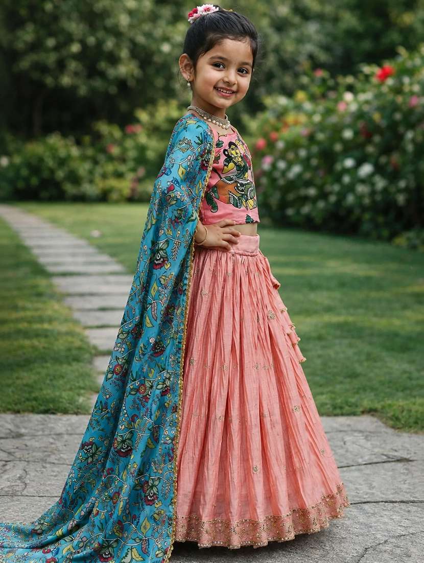girls printed round neck lehenga choli set - 22527106 -  Standard Image - 1
