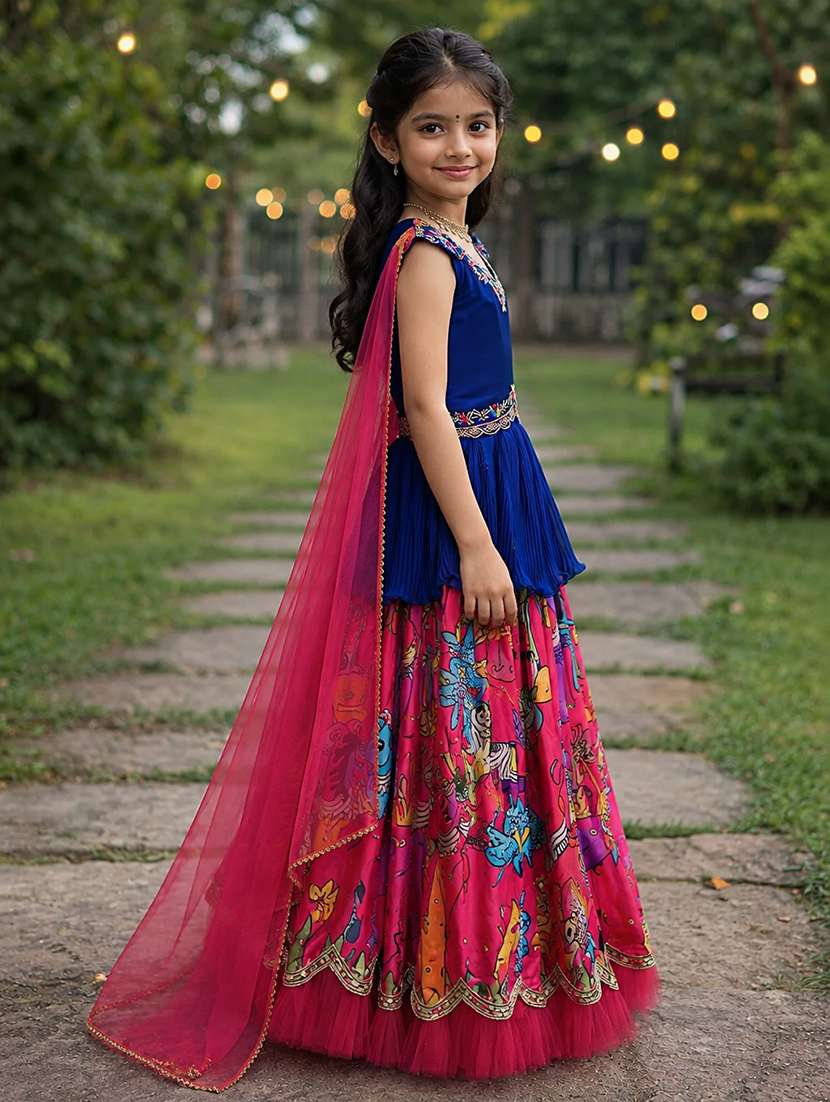 girls printed sleeveless lehenga choli set - 22527108 -  Standard Image - 1