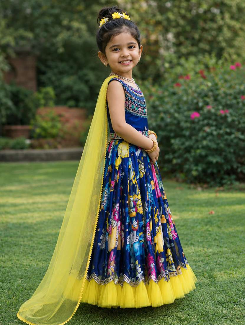 girls printed sleeveless lehenga choli set - 22527109 -  Standard Image - 1