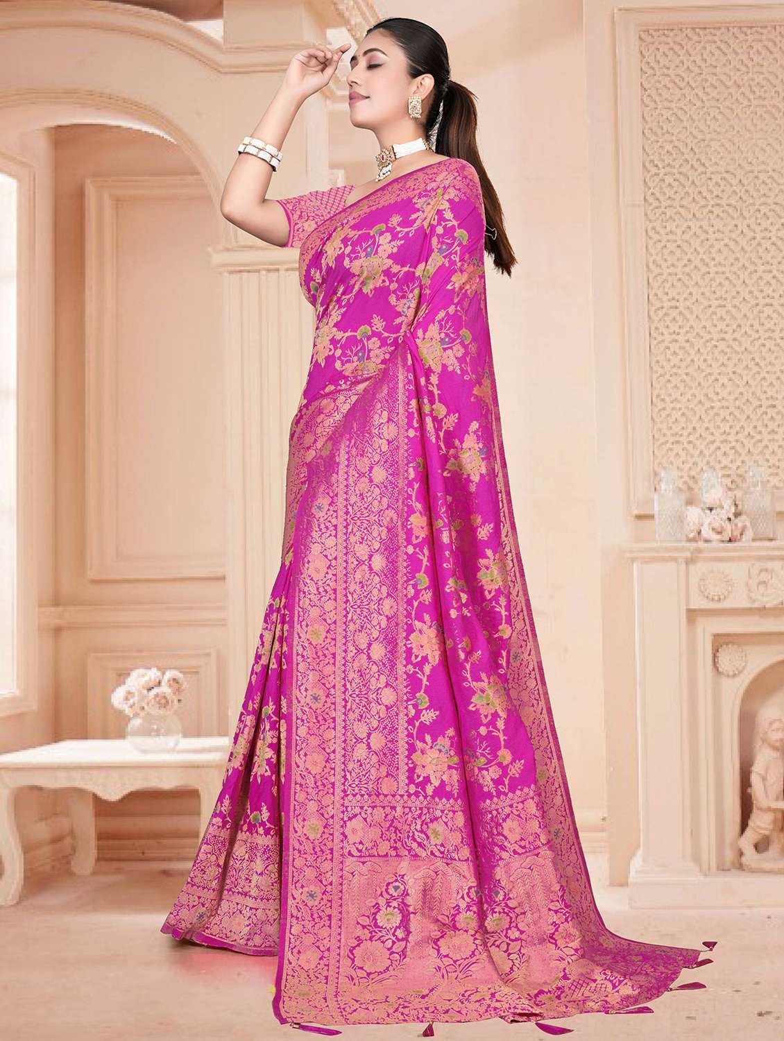 women self design banarasi saree with blouse - 22527162 -  Standard Image - 1