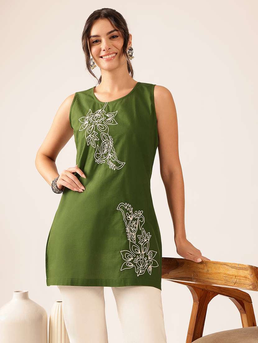 women embroidered sleeveless a-line tunic - 22527174 -  Standard Image - 1