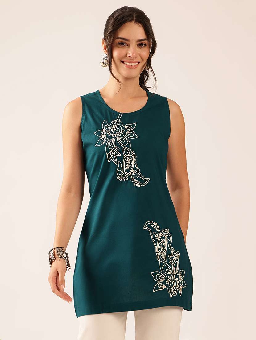 women embroidered sleeveless a-line tunic - 22527175 -  Standard Image - 1