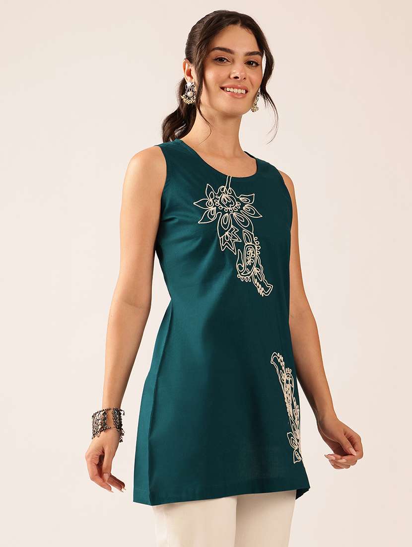 women embroidered sleeveless a-line tunic - 22527175 -  Standard Image - 4