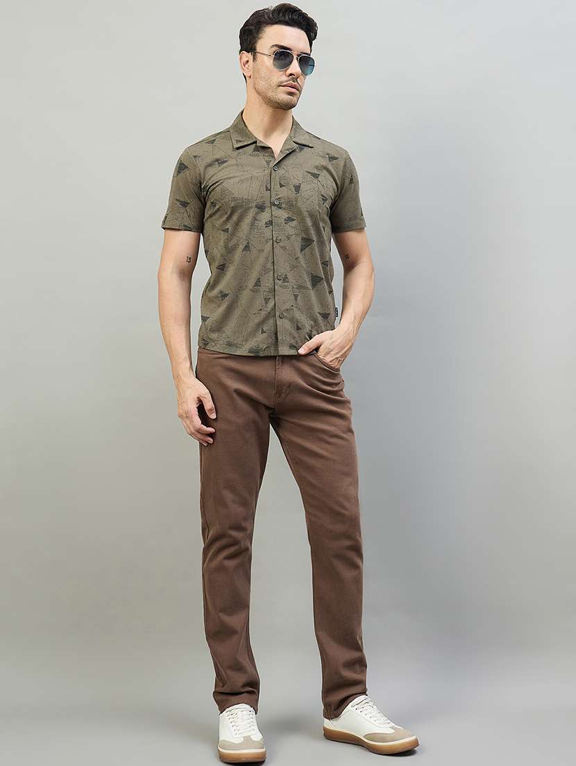 men printed short sleeve slim fit casual shirt - 22527187 -  Standard Image - 4