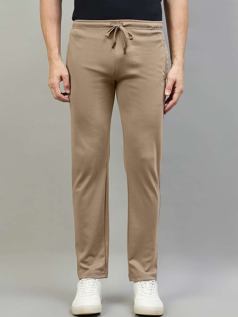  men solid mid rise full length track pant