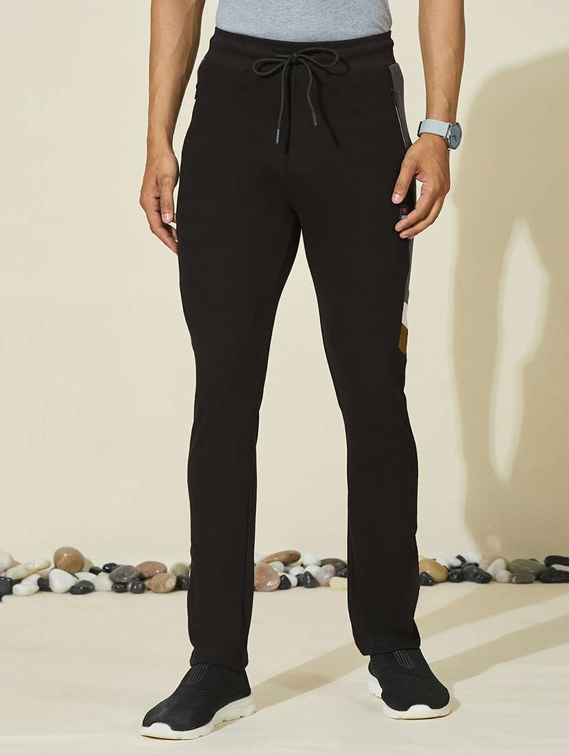  men color block mid rise full length track pant