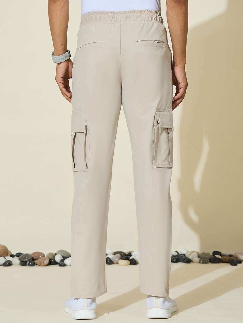 Men Solid Mid Rise Regular Fit Cargo - 22527235 -  Standard Image - 4