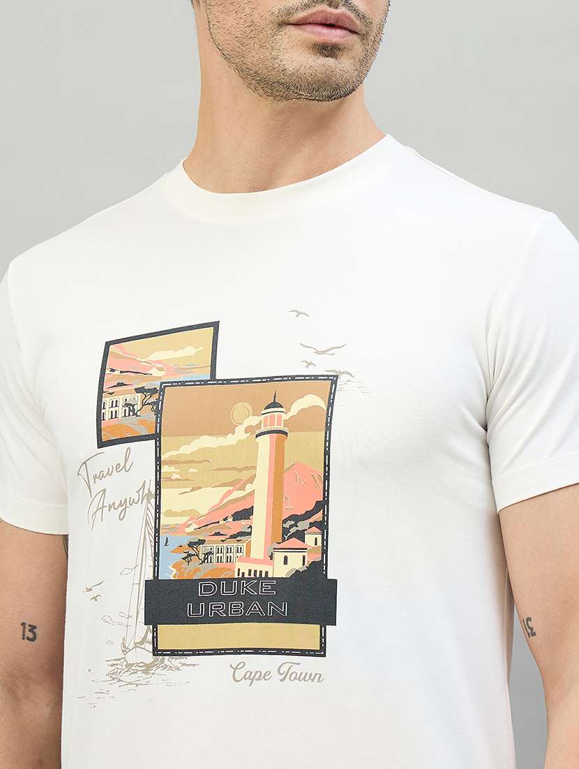 Men Printed Short Sleeve Slim Fit T-shirt - 22527246 -  Standard Image - 1