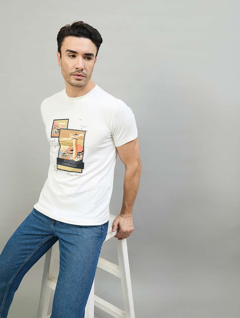 Men Printed Short Sleeve Slim Fit T-shirt - 22527246 -  Standard Image - 6