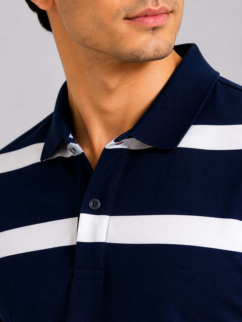 men striped short sleeve regular fit polo t-shirt - 22527330 -  Standard Image - 1