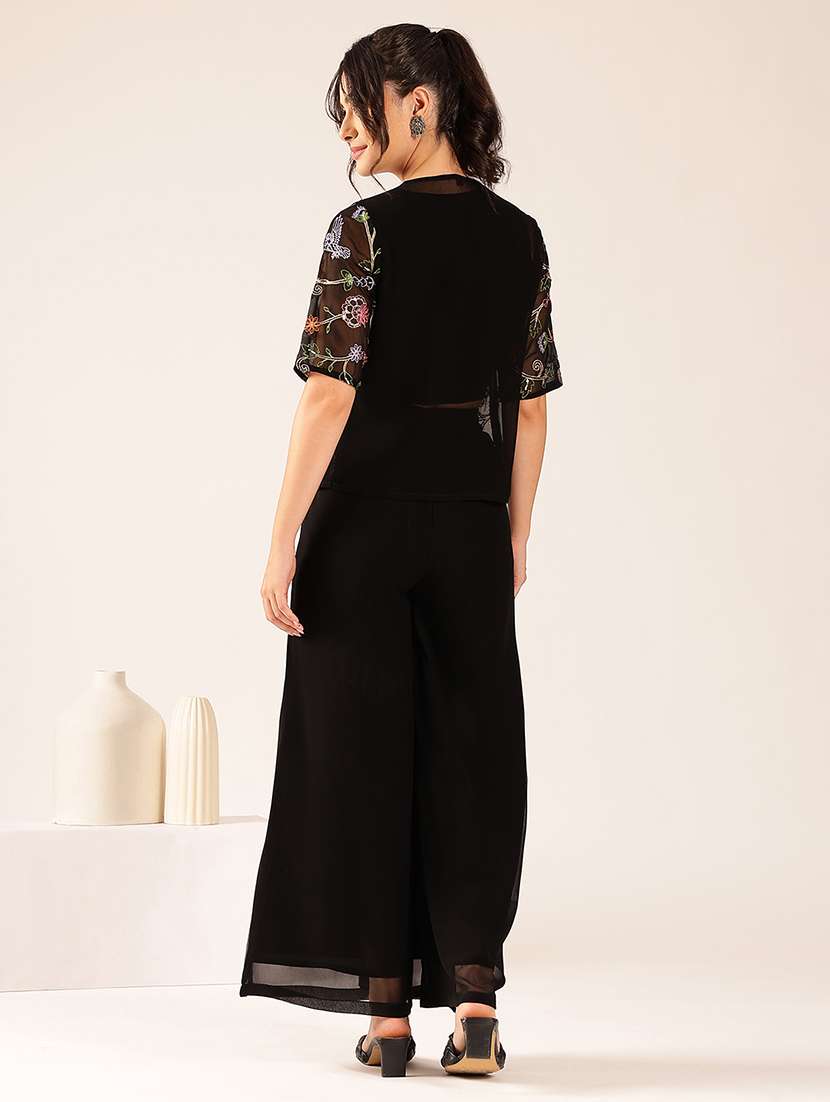 women embroidered short sleeve top & palazzo fusion set - 22527334 -  Standard Image - 4