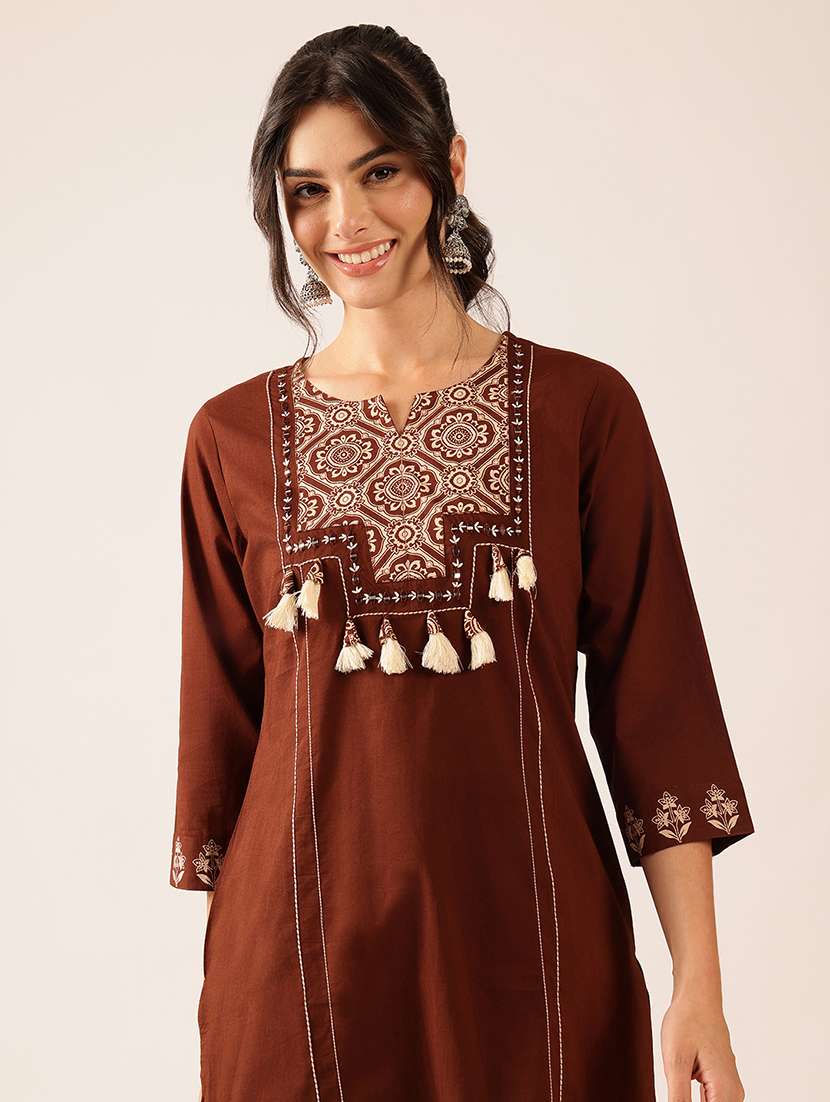 women embroidered three quarter sleeve kurta palazzo with dupatta set - 22527338 -  Standard Image - 1
