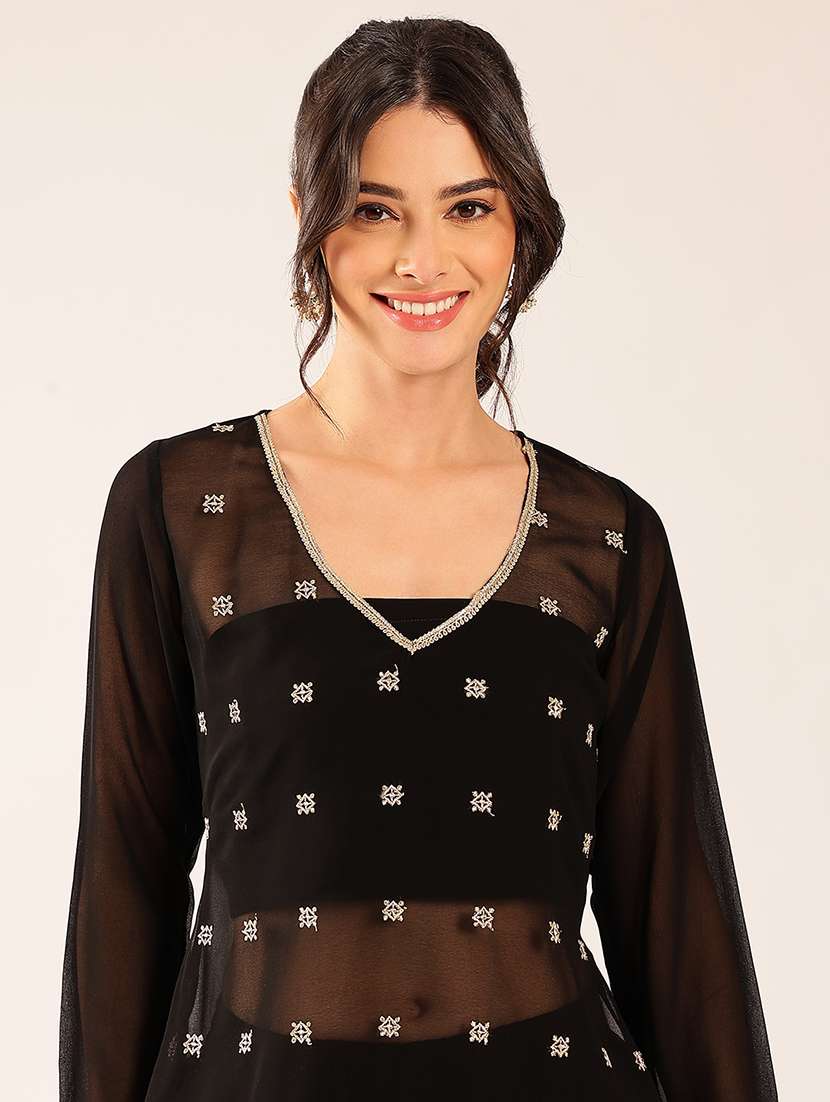 Women Embroidered Long Sleeve Kurta Palazzo Set - 22527339 -  Standard Image - 1