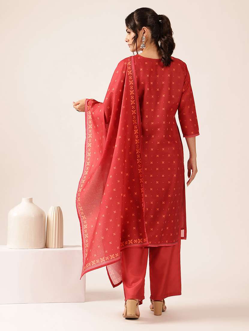 Women Printed Three Quarter Sleeve Kurta Pant With Dupatta Set - 22527353 -  Standard Image - 4