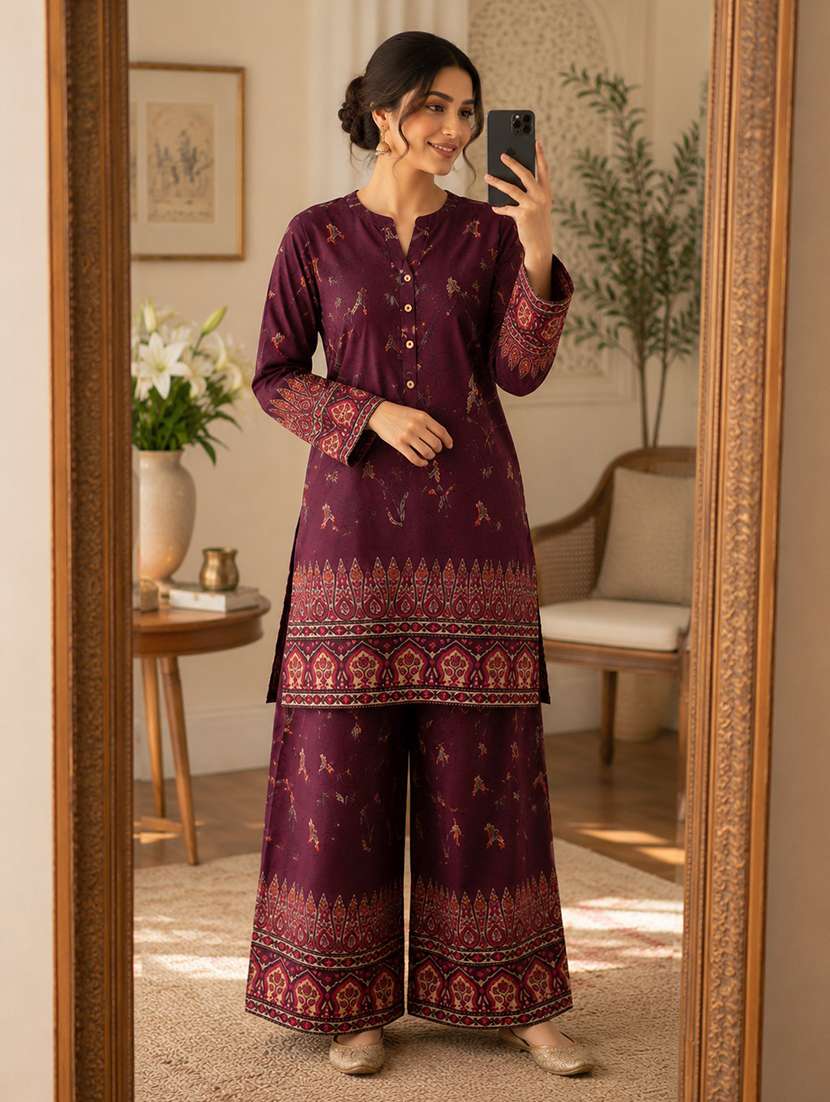 women printed long sleeve ethnic co-ord set - 22527391 -  Standard Image - 1