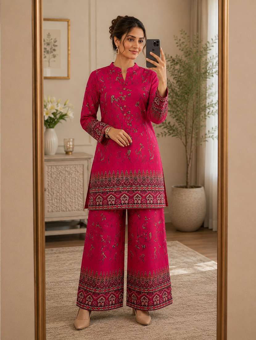 women printed long sleeve ethnic co-ord set - 22527392 -  Standard Image - 1