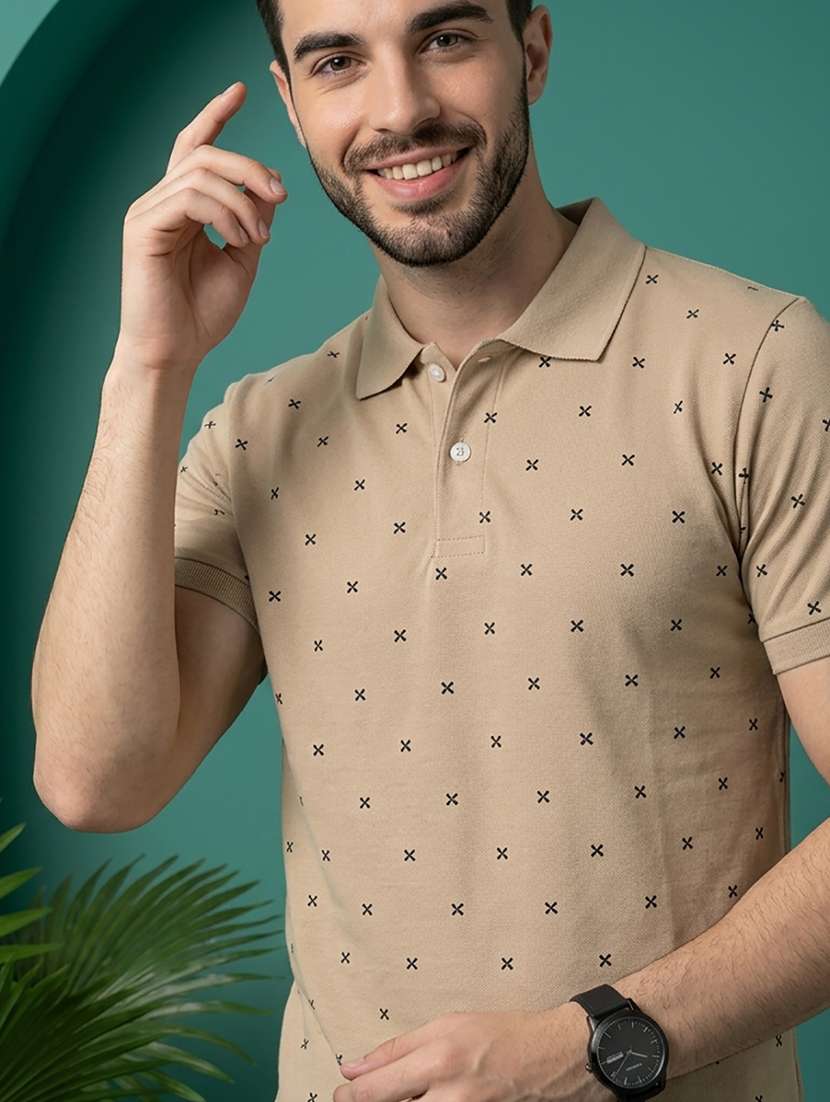 men printed short sleeve regular fit polo t-shirt - 22527409 -  Standard Image - 1