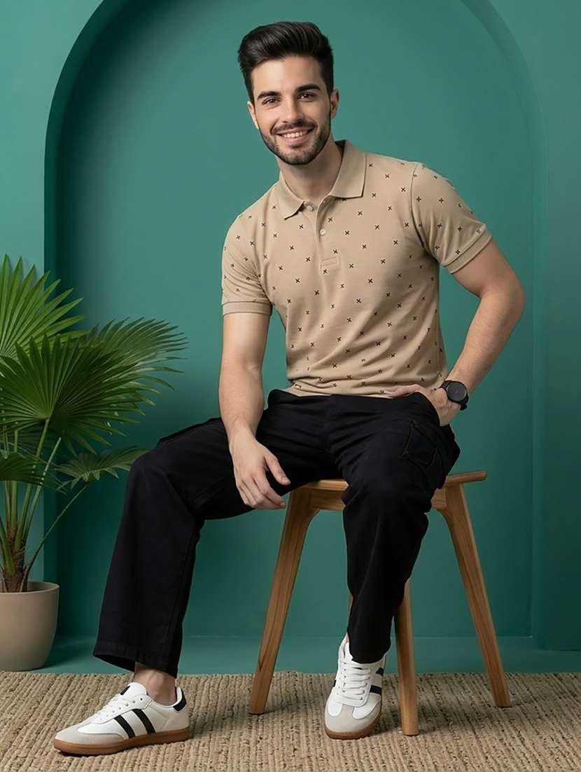 men printed short sleeve regular fit polo t-shirt - 22527409 -  Standard Image - 4