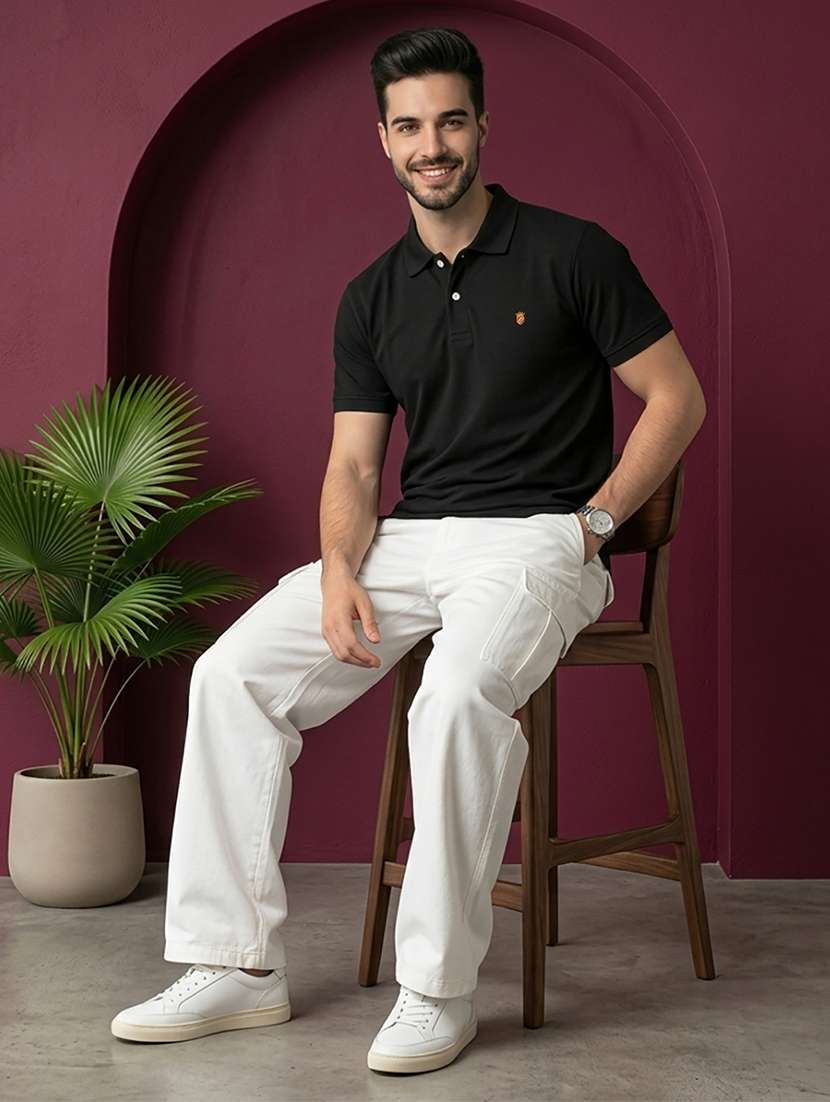 Men Solid Short Sleeve Regular Fit Polo T-shirt - 22527444 -  Standard Image - 4